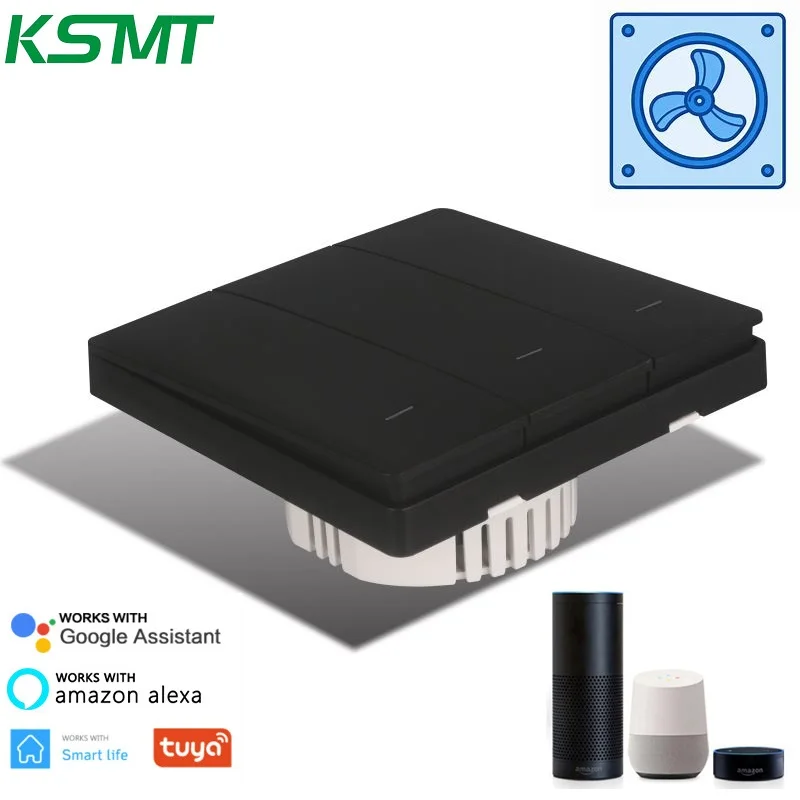 Kaisi Smart Life Wireless Push Button Switch EU 86 Size Voice Control Timer Alexa Google WiFi Smart fan Light Wall Switch
