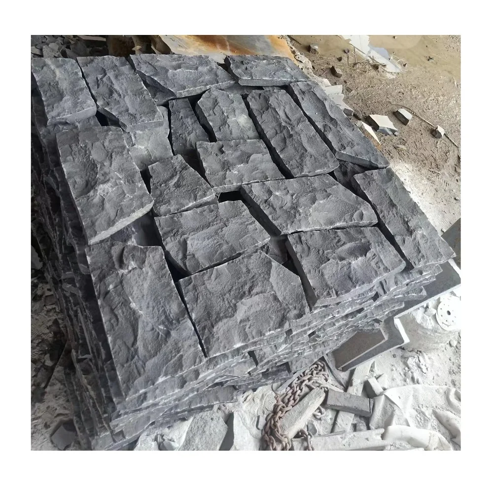 Черная базальтовая гранитная нестандартная свободная каменная облицовочная плитка