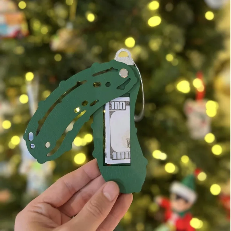 Christmas Unique Money Holders For Cash Traditional Christmas Pickle Ornament Cucumber Money Clip Christmas Tree Ornaments