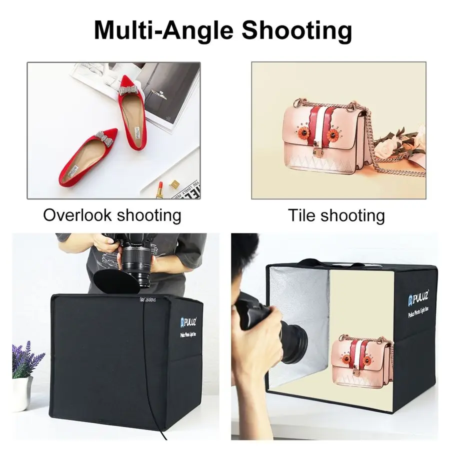 40cm Photo Studio Box Portable Ring LED Photography Studio Lightbox Shooting Tent Box Kit with Backdrop Softbox