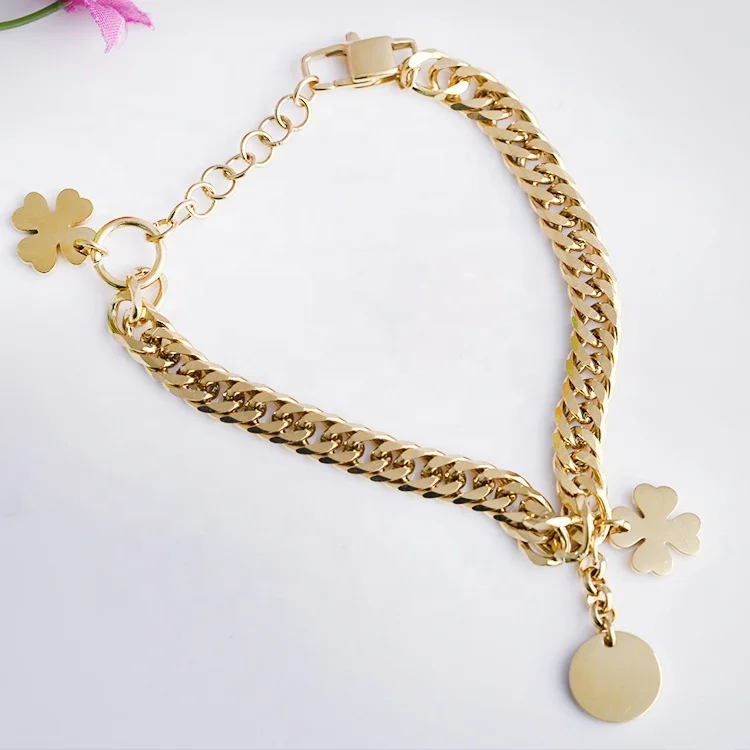 2023 New Style Design Jewelry Japan and Korea Bracelet Flower Mirror 18k Gold Plated Stainless Steel Cuff Bracelets for Women