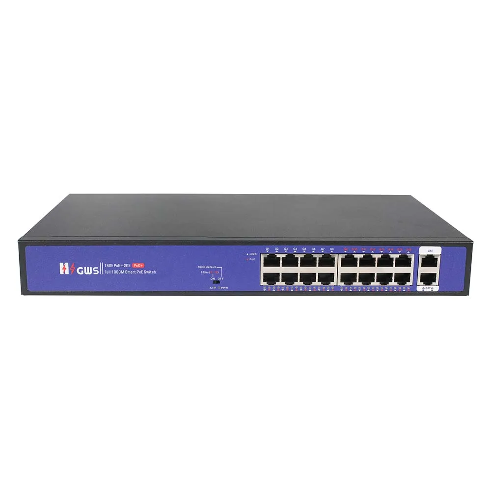 GWS Original New Product 16 Ports Switch POE Gigabit With 2*1000M Uplink RJ45 Port