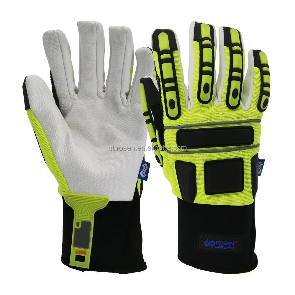 TPR Silicone Knuckle Protection Oilfield Heavy Duty Hand Impact Puncture Long Cut Resistant Oil Gas Offshore Industry Gloves