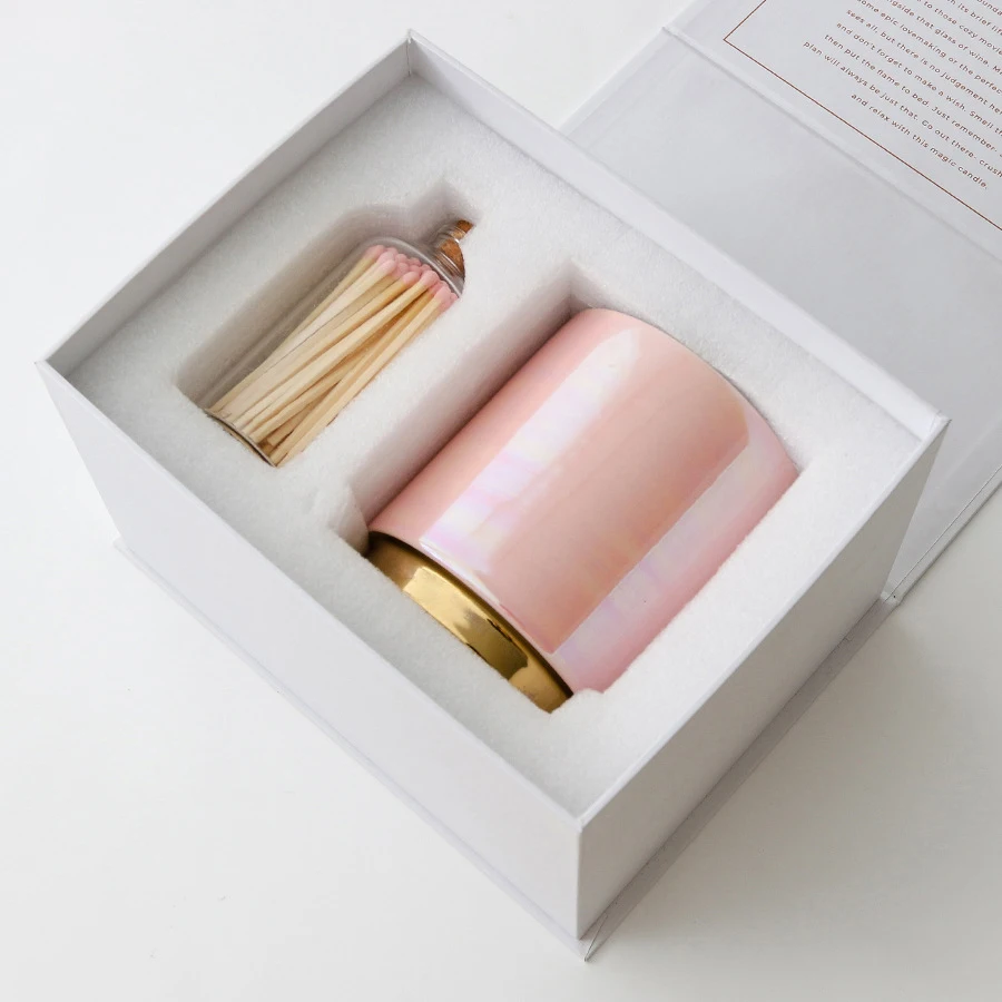 OEM 560ml ceramic candle jar 16OZ soy scented candle luxury fragrance candle sets