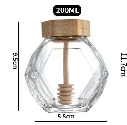 220ml 380ml honey jam food storage hexagonal honey glass jar jam jar with golden lid