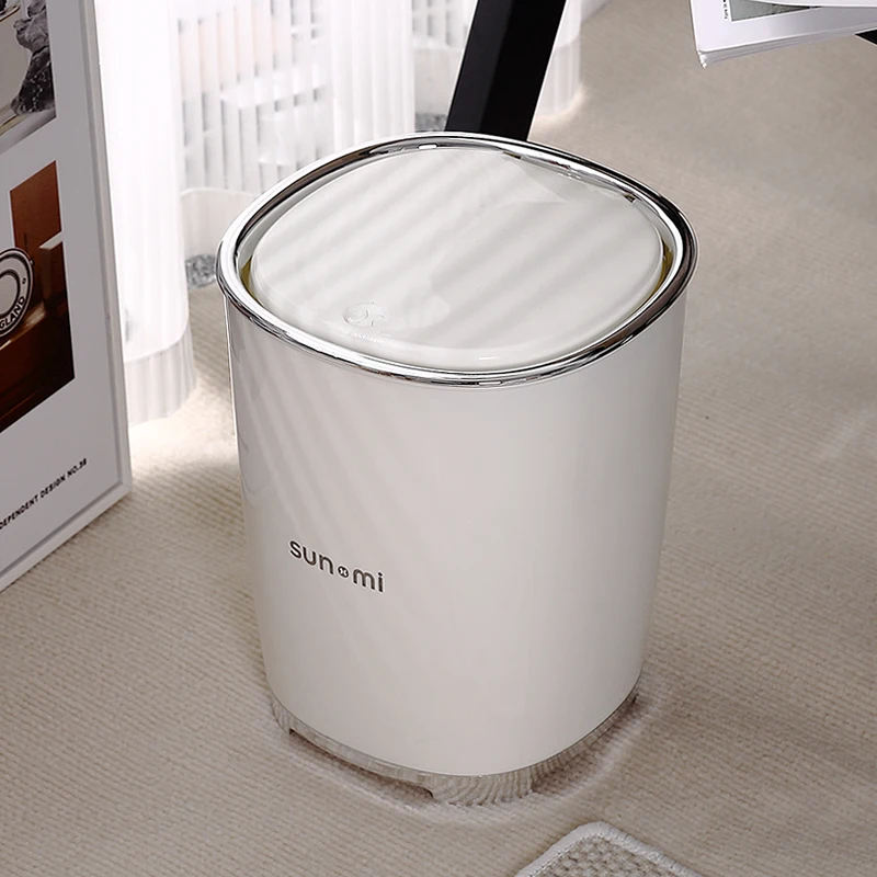 Modern Eco-friendly Plastic Trash Bin Round Shape Garbage Can Indoor Waste Bin Simple Trash Containers