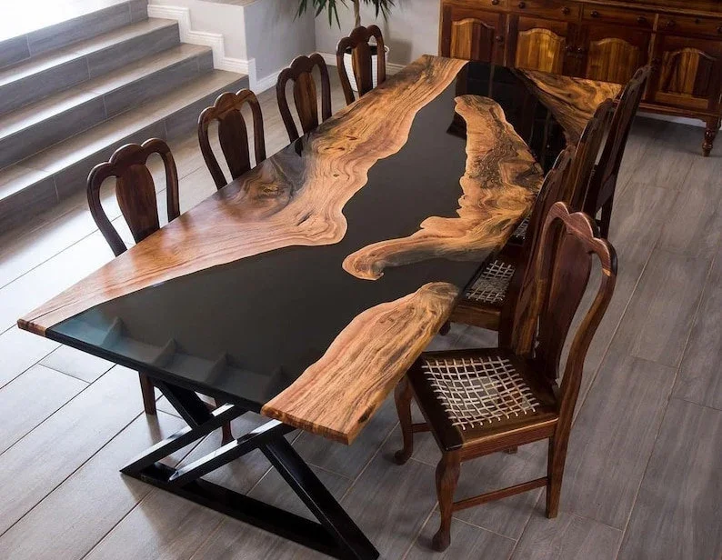 Personalized Waterfall River Coffee Table Live edge epoxy Resin Wood Coffee Table