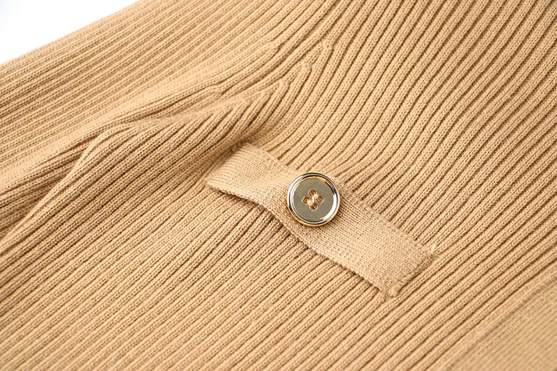 New Dropshipping Brown Winter Midi Dress knit Long Sleeves Bodycon Women Dress
