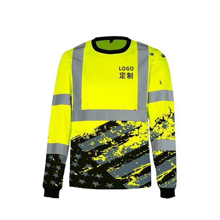 Full All Over Printed Fluorescence Polyester Reflective Work Long Sleeve Sublimation Shirts