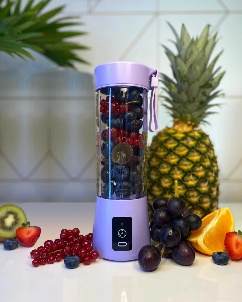 400 ml USB C rechargeable mini portable personal fruit juicers blender for orange apple with 6 Blade 304 Stainless Steel battery