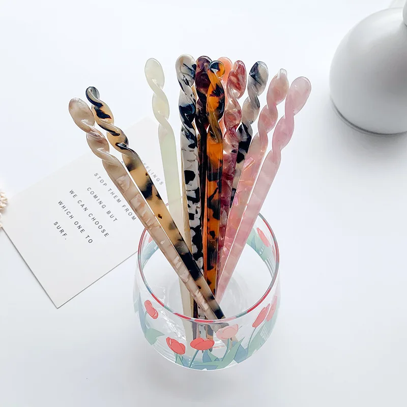 Fashion Chinese Style Hair Sticks Vintage Acetate Chopstick Women Hairpins Hair Clips Pins Wedding Hair Jewelry Accessories