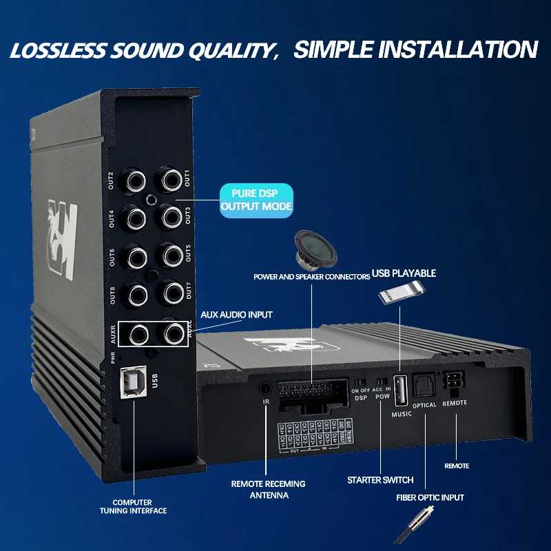 DSP Customization Professional Power korean car amplifier Sound Processor Dsp 4 Channels Class D Subwoofer Amplifier