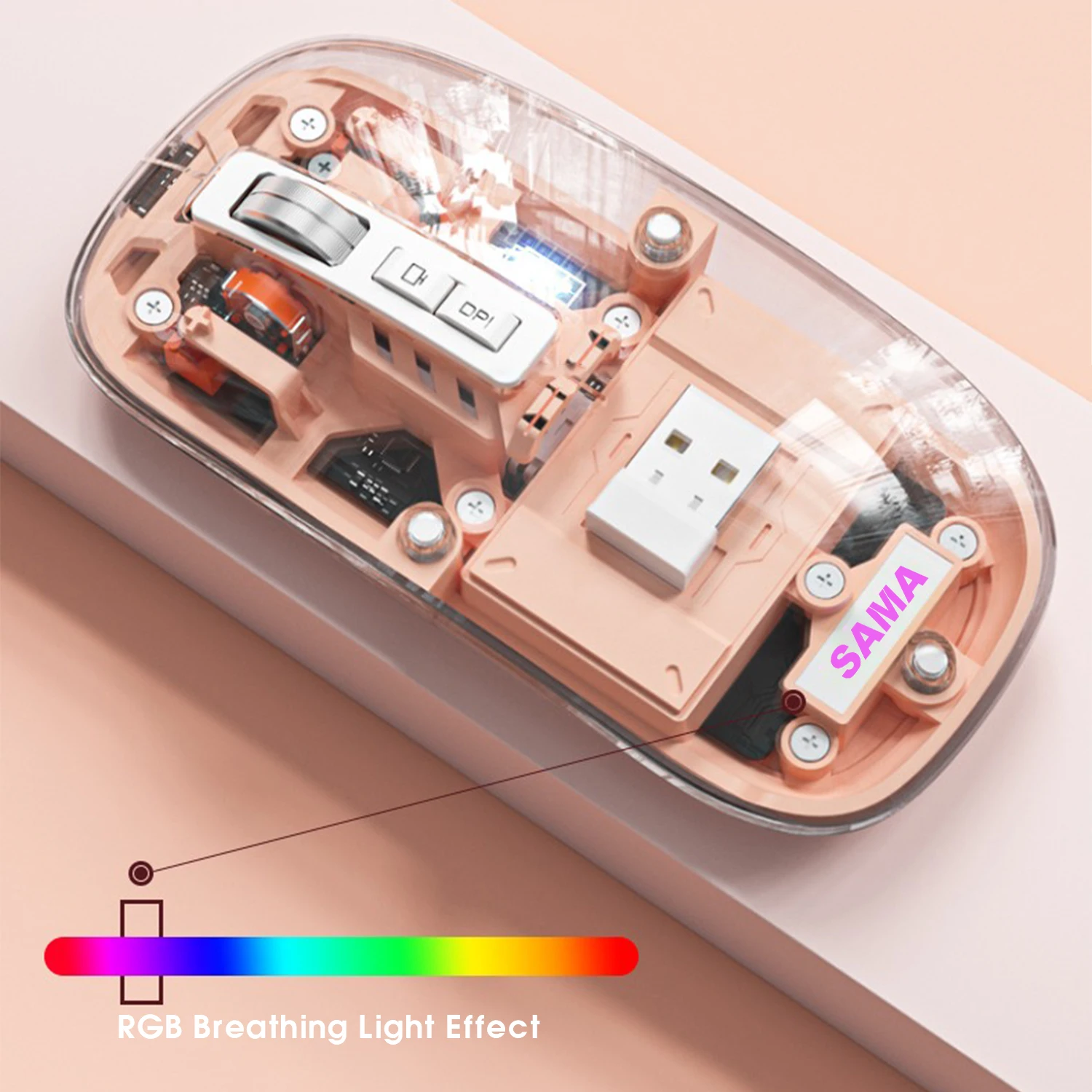 Беспроводная игровая мышь SAMA, полностью прозрачный двойной режим, 2,4 г, BT, эргономичная Бесшумная перезаряжаемая оконная компьютерная мышь