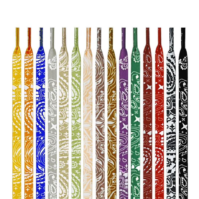 Olian Custom Fashion Printed Shoelaces Brand Logo Print Flat Shoe Lace Polyester Cashew Shoelaces for NK AF Sneakers