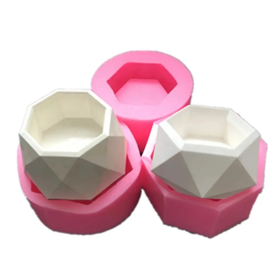 Silicone Mold Creative Geometric Polygonal Concrete Flower Pot Vase Mould Office Decoration DIY Clay Cementsilica Silicone Mold