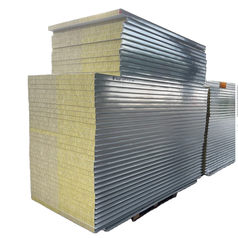 Rock wool sandwich board color steel plate light partition board fireproof rock wool thermal insulation Panel