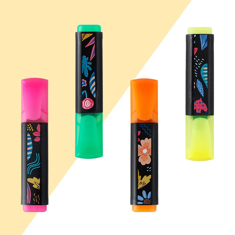Maxwri High Quality Highlighter Pens With Clip Film Printing Chisel Tip Highlighter Marker Pen For Promotion School Office