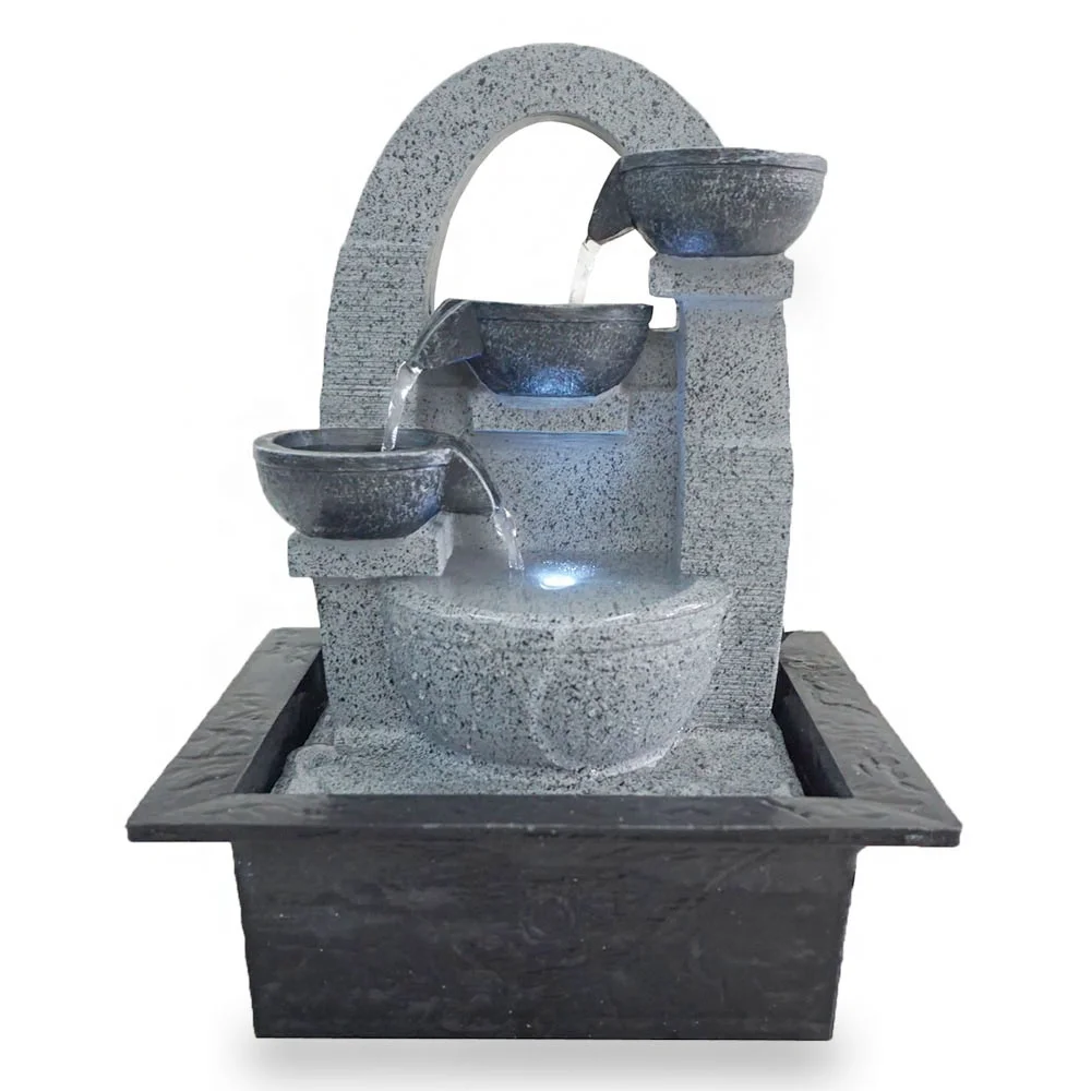 tiers waterfall tabletop polyresin indoor water fountain room decor