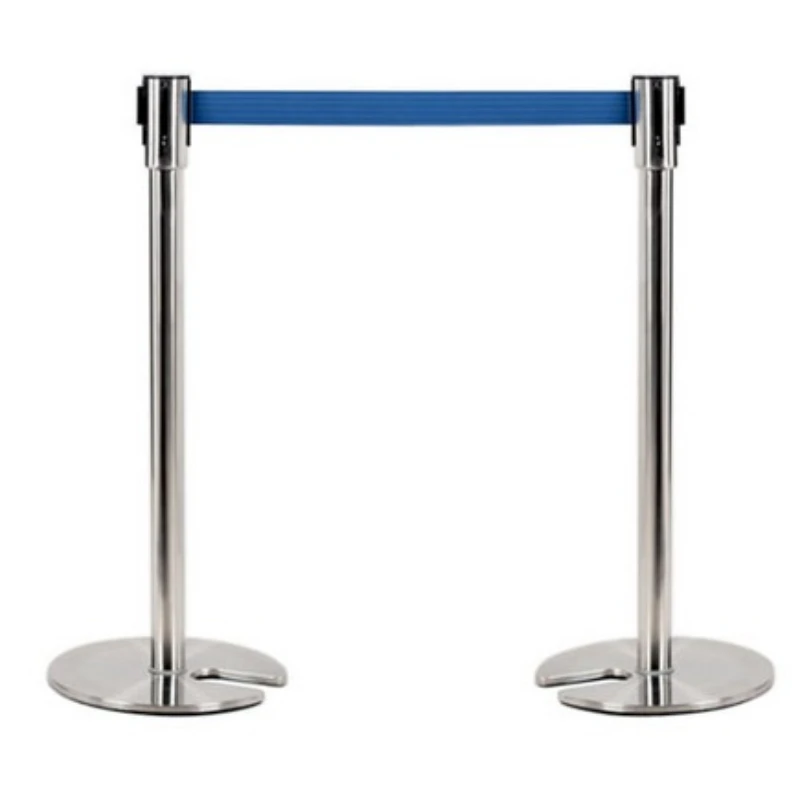 Removable Bollard Stainless Steel Upright Pole Retractable 2m Queue Barrier Cast Iron Round Base