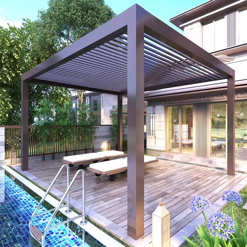 Garden Pergola Gazebo Motorized Louvered Roof 3X3m 3x4m 3x5m 4x4m 5x3m 6x4m Waterproof Bioclimatic Outdoor Aluminum Pergola