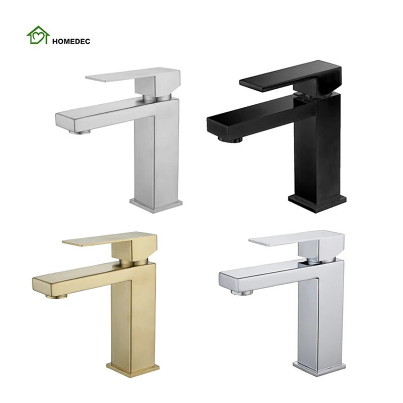 CUPC CE Single Handle Matt Black SUS304 Stainless Steel Cheap Bathroom Basin Sink Tap Faucet for