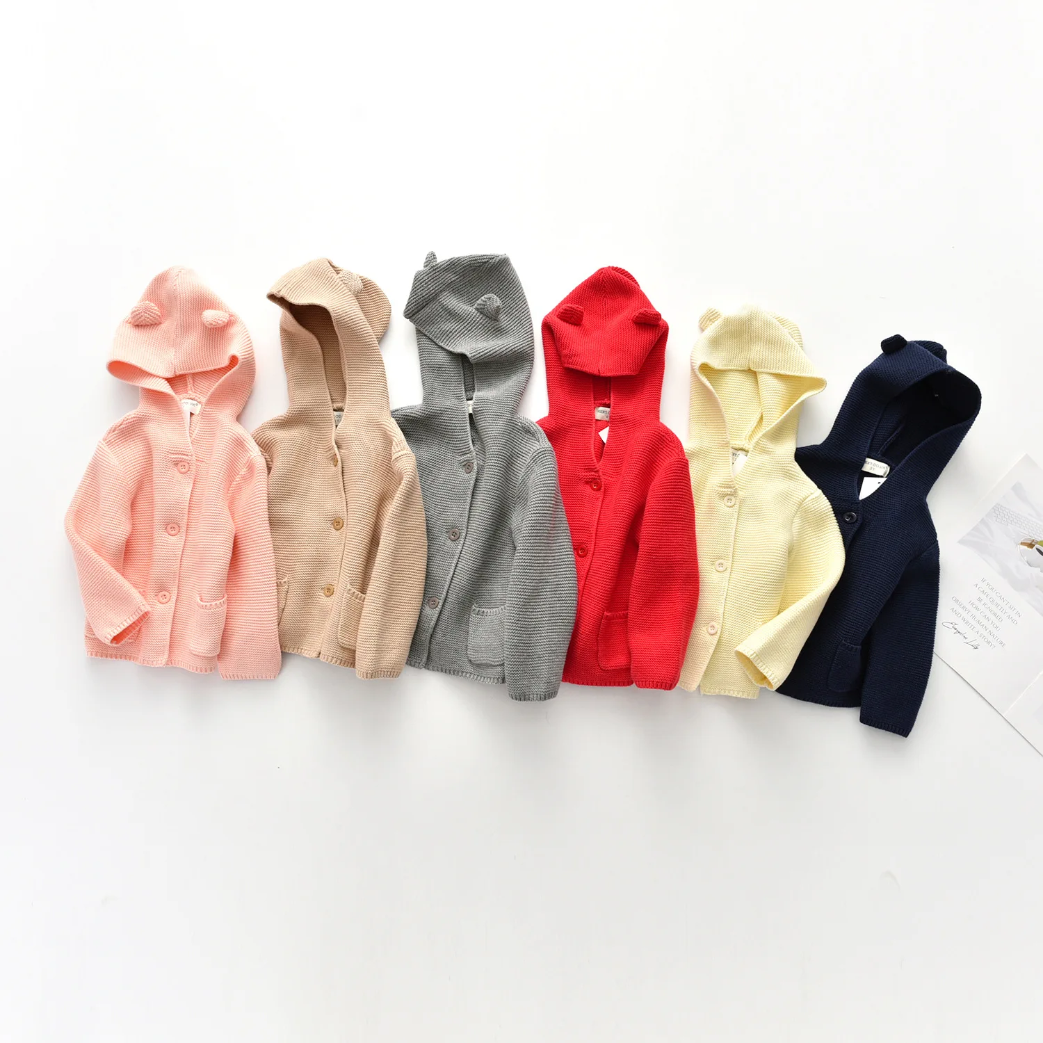 
Fashion hooded designs winter knit sweater baby cardigan 