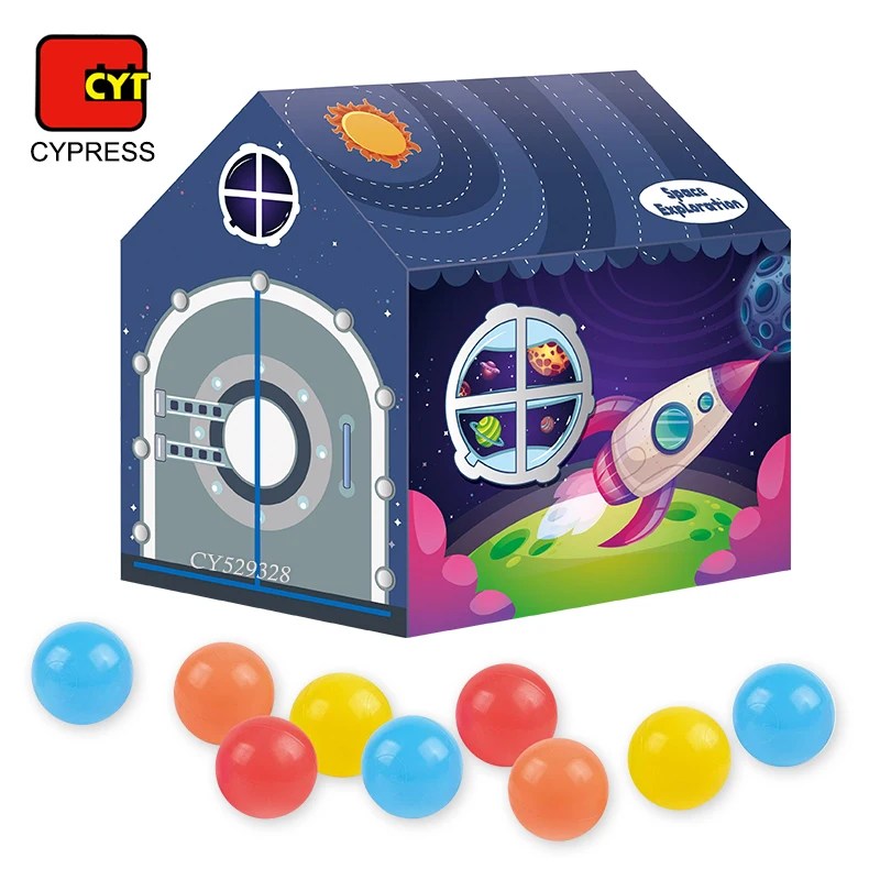 Play Tent Space Ship Rocket Theme Pretend Playhouse Indoor Toys Outdoor Tent Games With 50 Balls for Kids