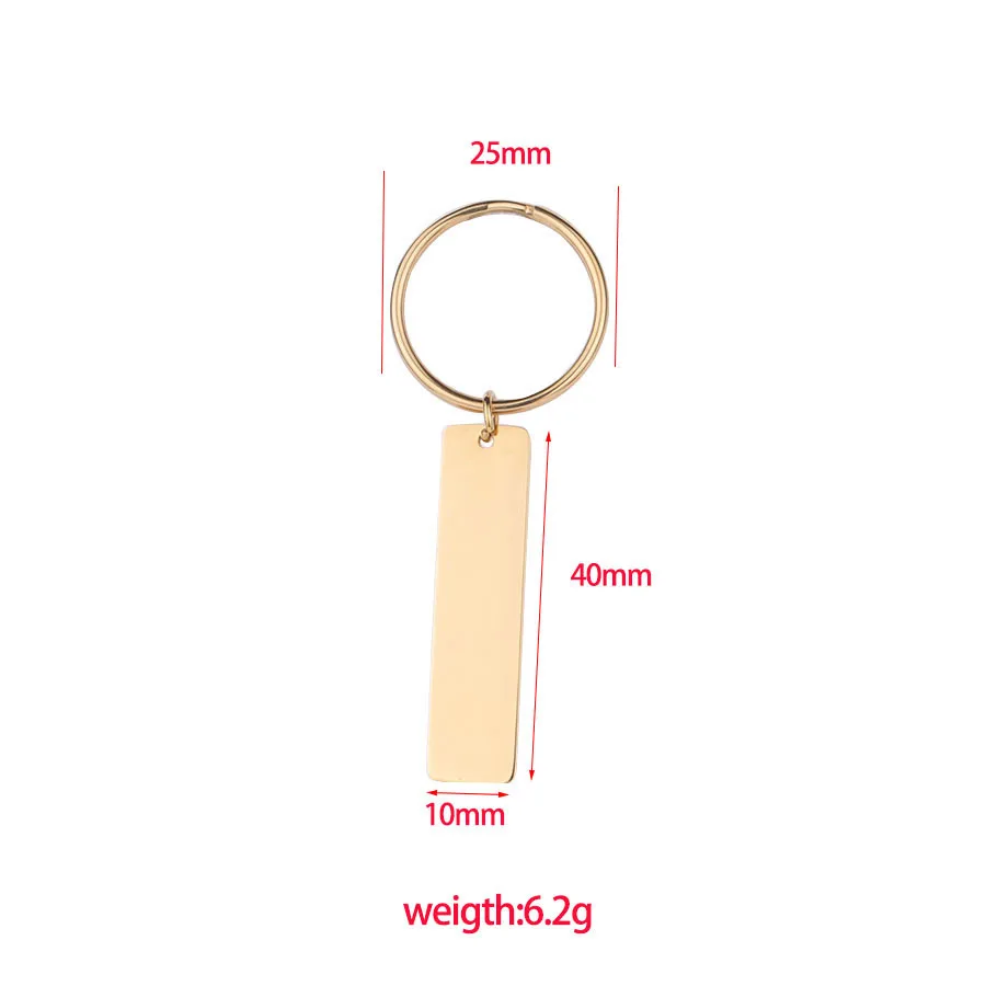 Silver Gold Rose Color Customized Logo Key Chain Engraved Mirror Polished Stainless Steel Square Bar Keychains Blank