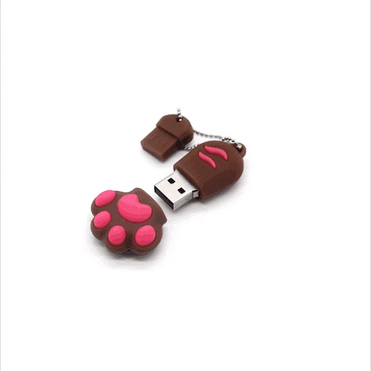 Custom pvc cartoon usb flash drive 2.0 3.0 wholesale cat paw usb flash drive 4gb 512mb for girls kids students gifts