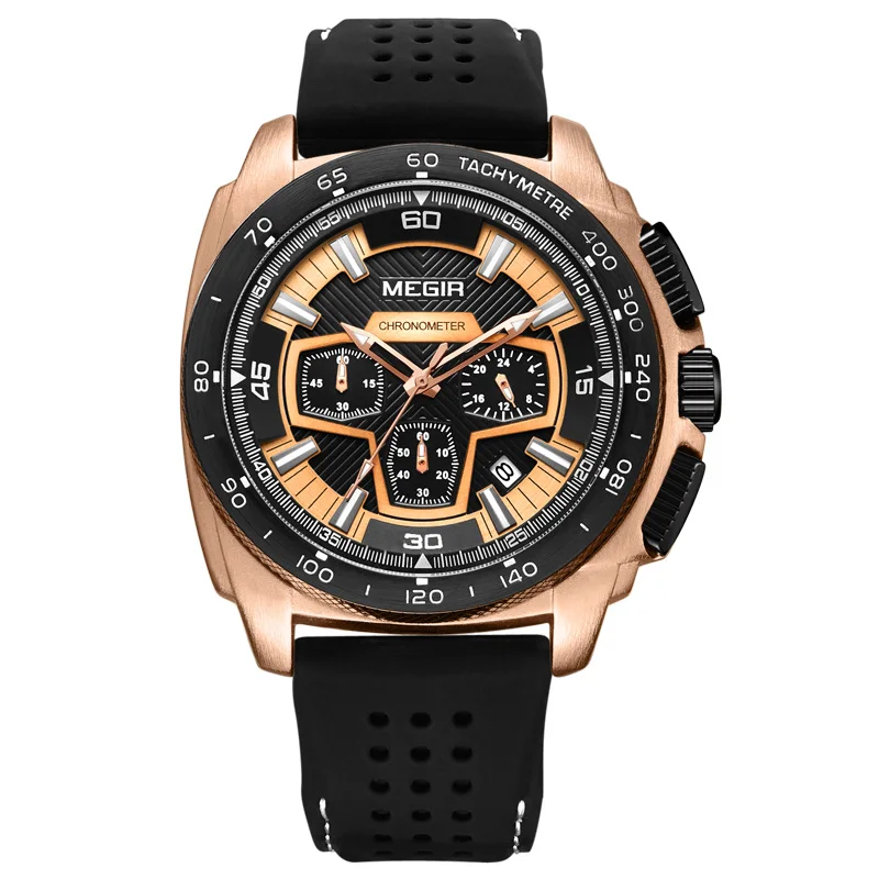 MEGIR 2056 Brand Sport Watch Men Relogio Masculino Fashion Silicone Quartz Wrist Watches Clock Men Wristwatch