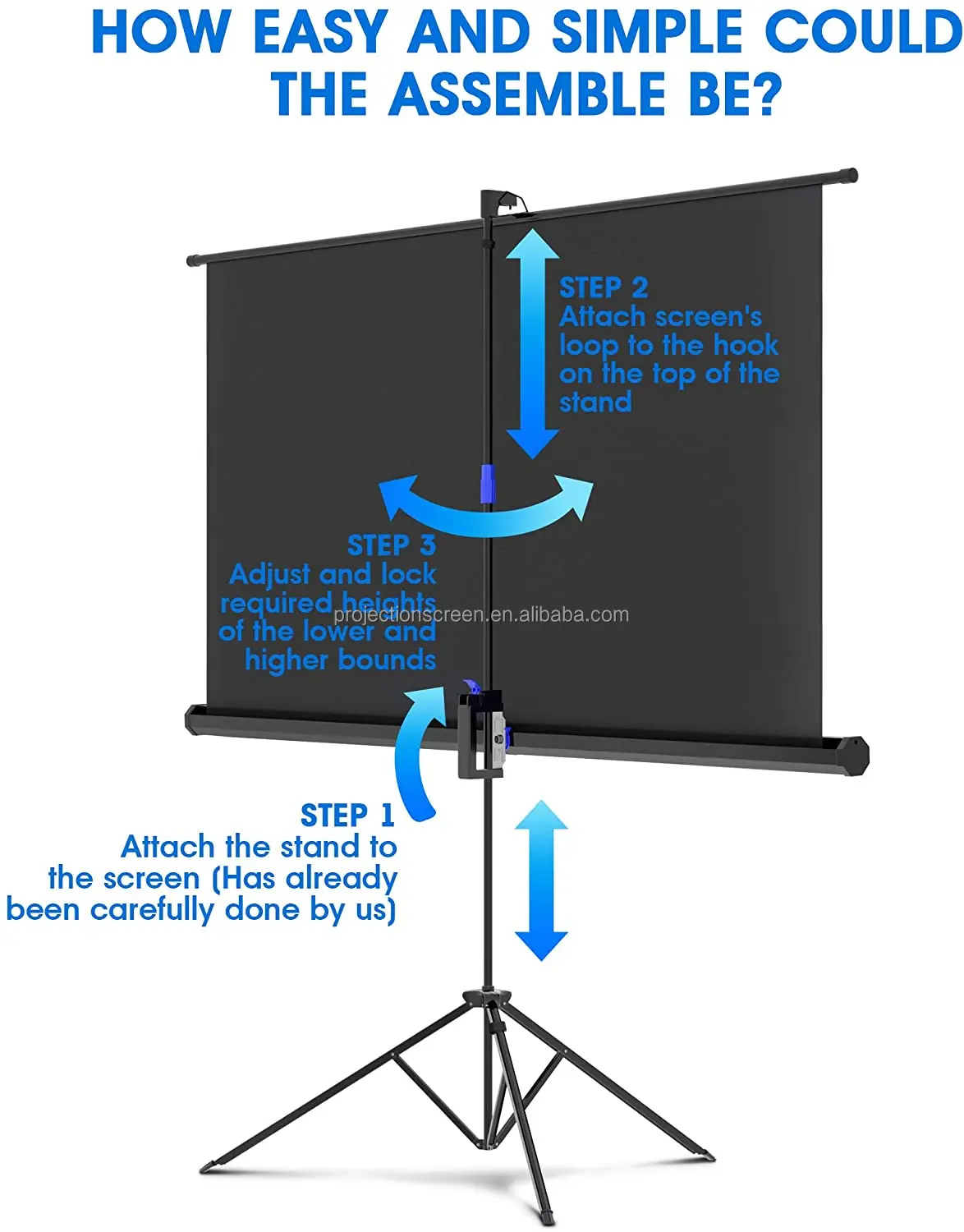 Портативный экран для проектора, 70 Х70 дюймов, с подставкой, для помещений и улицы, для домашнего кинотеатра, 4K HD