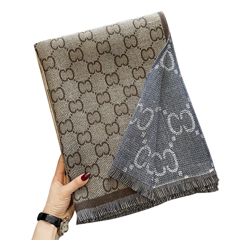 Зимний роскошный брендовый дизайнерский кашемировый шарф для женщин одеяло с индивидуальным логотипом женский толстый шейный платок