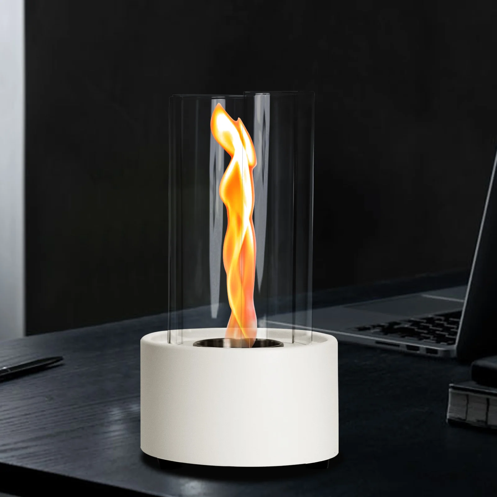 Outdoor Balcony Decoration Premium Tornado Flame Tabletop Fireplace Glass Ethanol Fireplace Portable Fire Pit Fireplace