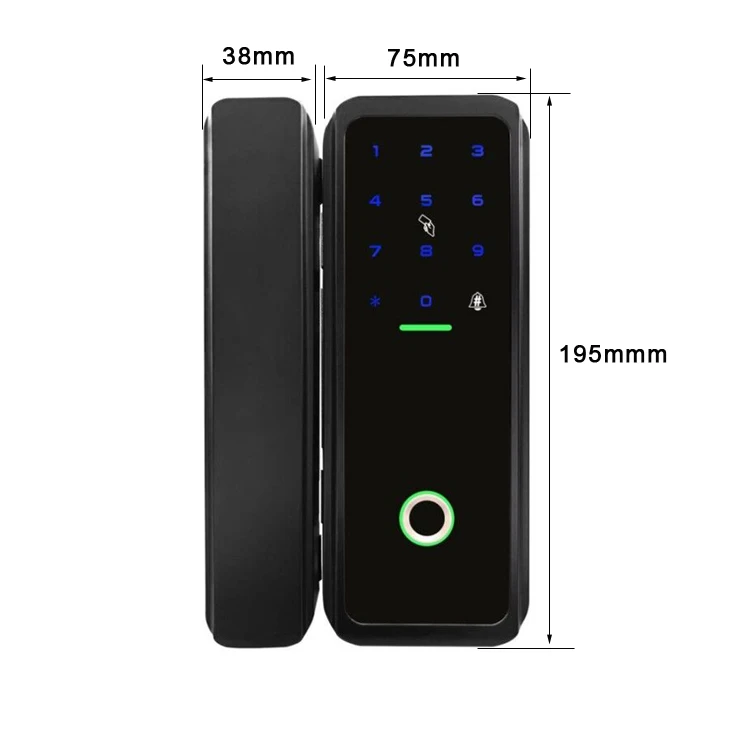 TTlock App Алюминиевый RFID Электронный цифровой биометрический вход БЕСКЛЮЧЕВОЙ 12 мм отпечаток пальца двойной умный стеклянный дверной замок