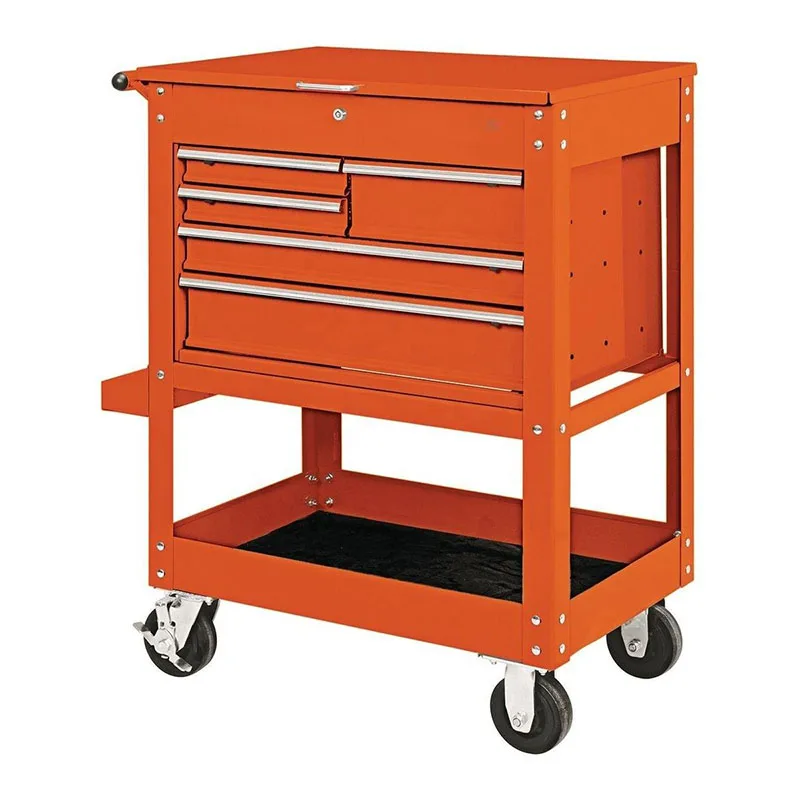 5 Drawer metal tool cart, garage workshop built-in toolbox tool cabinet trolley