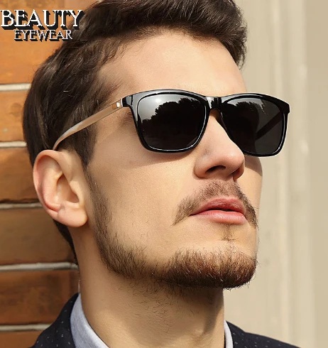 Polarized Sunglasses for Men Lightweight Aluminum Frame UV400 Protection Square Sun Glasses