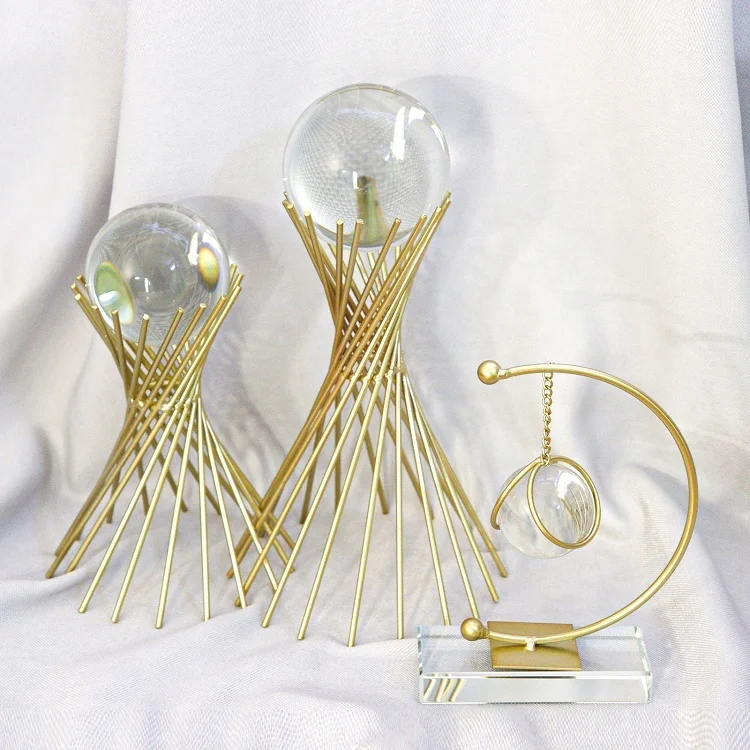 Biumart искусство Роскошный домашний Декор хрустальный шар скандинавские настольные изделия с умственным держателем для украшения дома