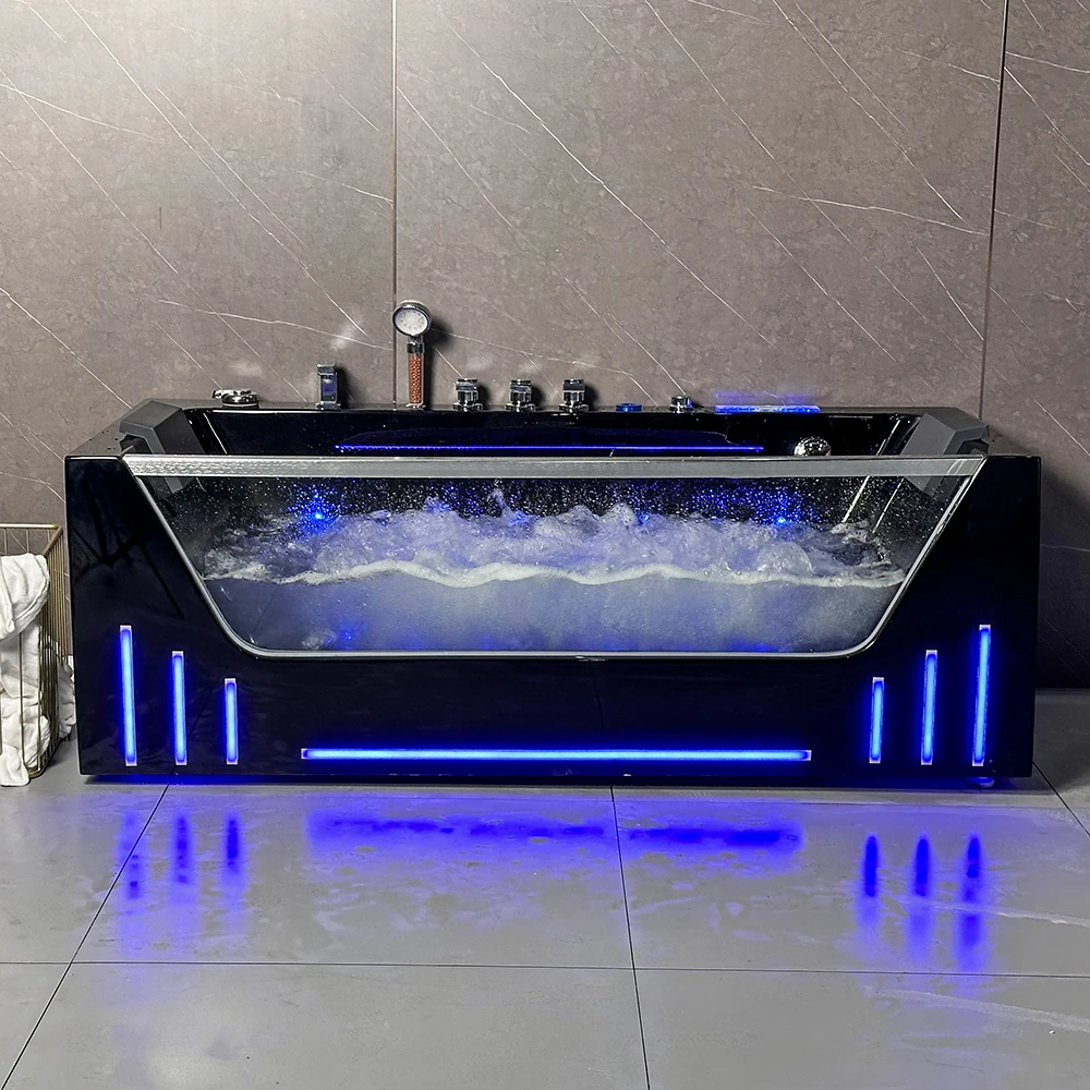 Manufacture custom color whirlpool bathtub whirlppol tub hydrotherophy massage spas tub With Pillow And Waterfalls