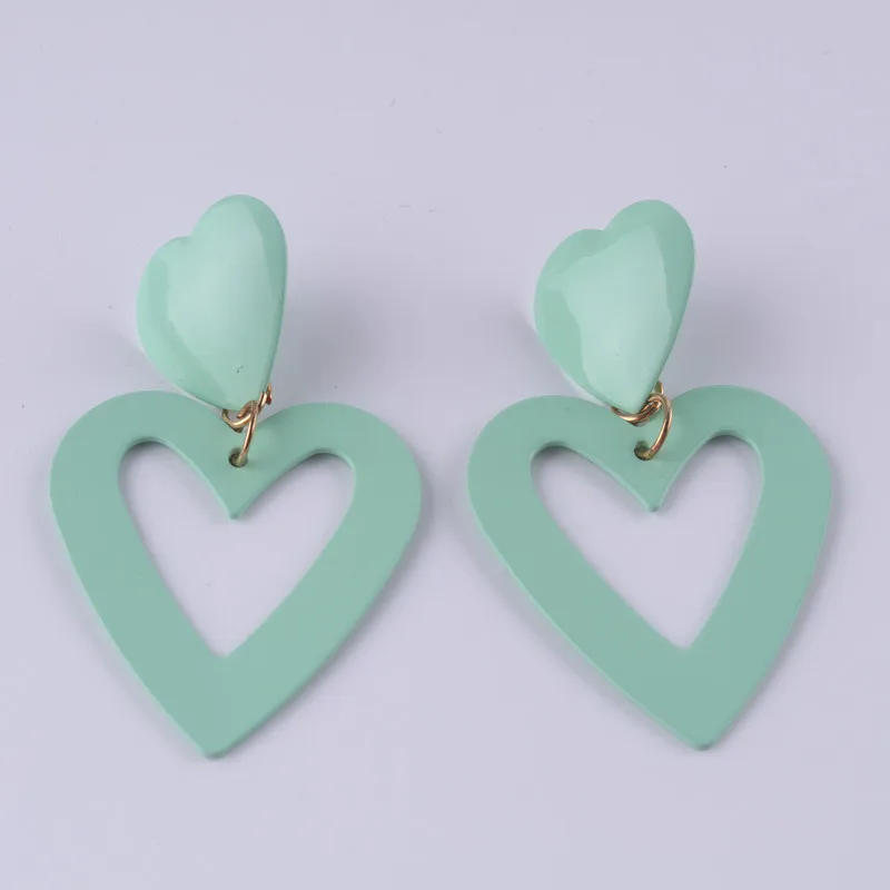 Fashion Cute S925 Sterling Silver Needle Earrings Female Dainty 70s Heart Shape Stud Earrings
