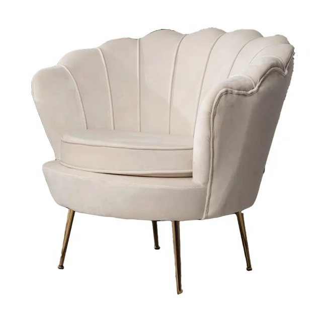 Luxury Hot Selling Velvet Shape Upholstered Shell Leisure Modern Accent Living Room modern chair