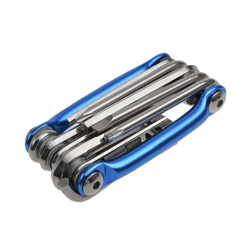 Bicycle Repair Tools 11 in 1 Cr-Mo Metallic Bike Multi-Function Mini Pocket Tools Ultralight Set Kit