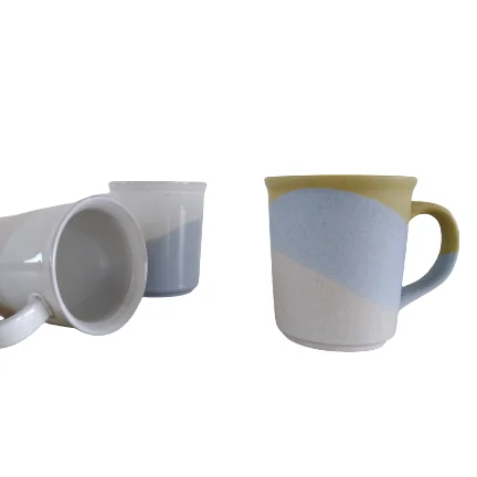 DEHUA ceramic mug  manufacturers three tone matt and reactive color with brown dot ceramic coffee mug with 12oz  for drinkware