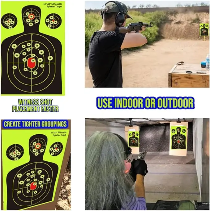Ready To Ship 12X18 Inch Shooting Targets Easily See Your Shots Burst Bright Fluorescent Yellow Upon Impact Splatter Targets
