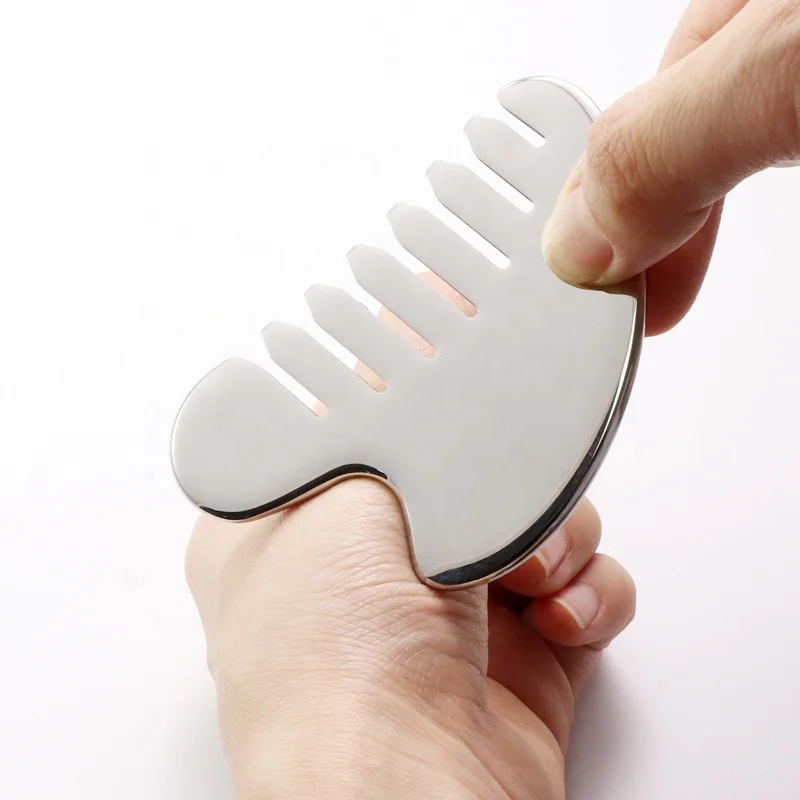 Hair Comb Head metal Guasha Face Lifting Massage stainless steel Hair Comb Set Gua Sha