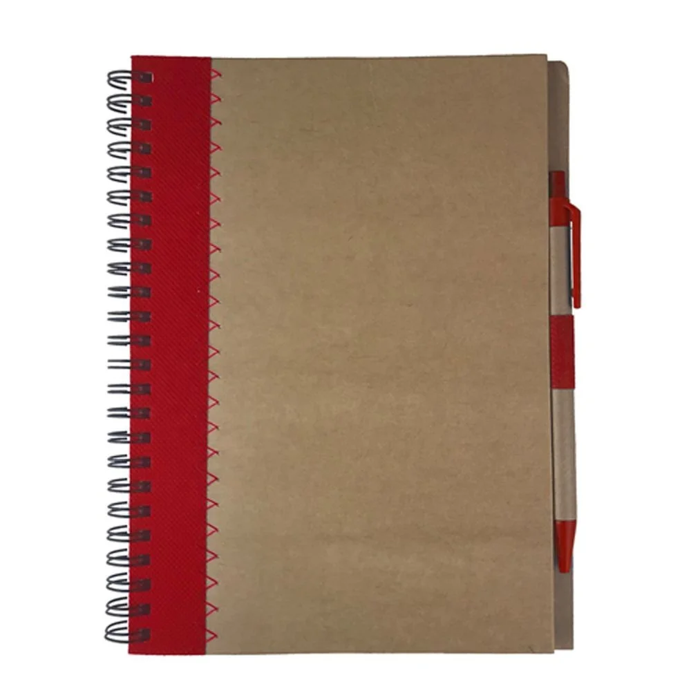 Recycled Paper Notebook with Side Spiral Binding and Paper Ball Pen NB010 Promotional Gifts Envi A5 Recycled Paper Notebook