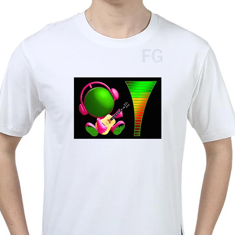 Sound Activated LED Tshirt Light Up EL Equalizer Music T-Shirt Man for Rock Disco Party