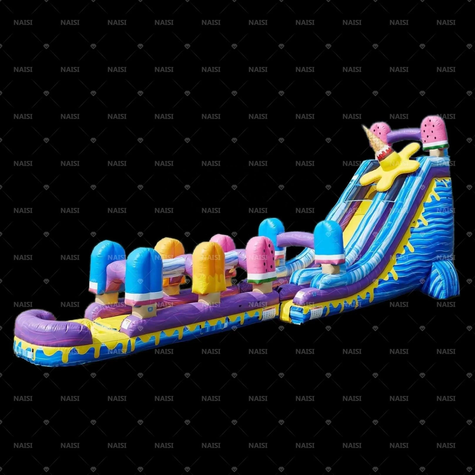 Ice cream inflatable slides tobogan inflable de agua commercial water slide with detachable pool