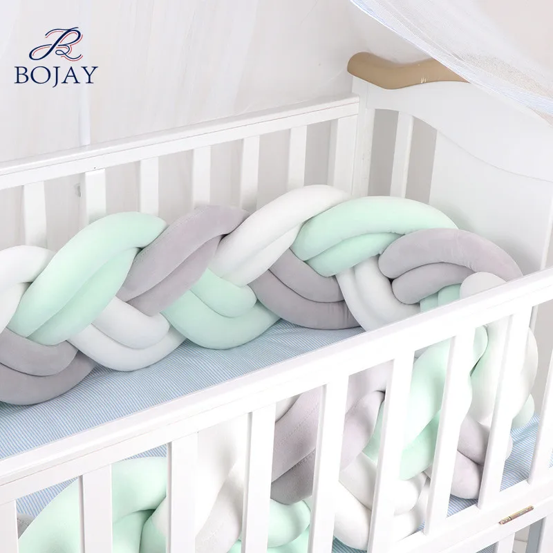 Soft Knot Plush Pillow - 6 Strands Braided Baby Crib Bumper Pads Fashion Nursery Cradle Decor for Baby Toddler and Children