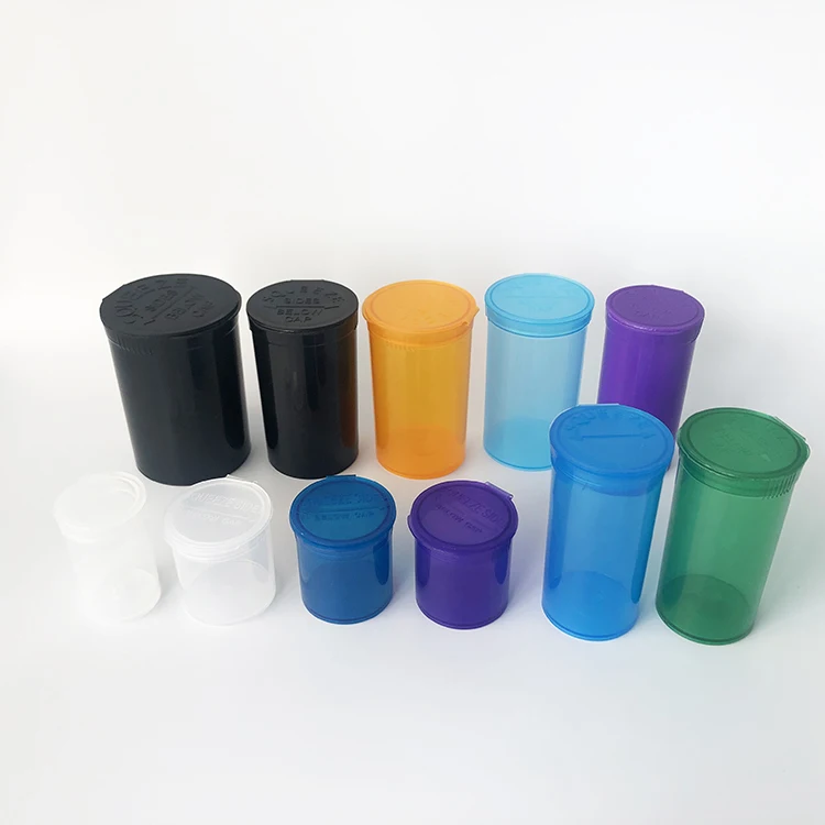 Child Resistant 6/13/19/30/60Dram Plastic Pop Top Bottles Vials, Squeeze Pop Top Tubes Medicine Pill Capsule containers pots
