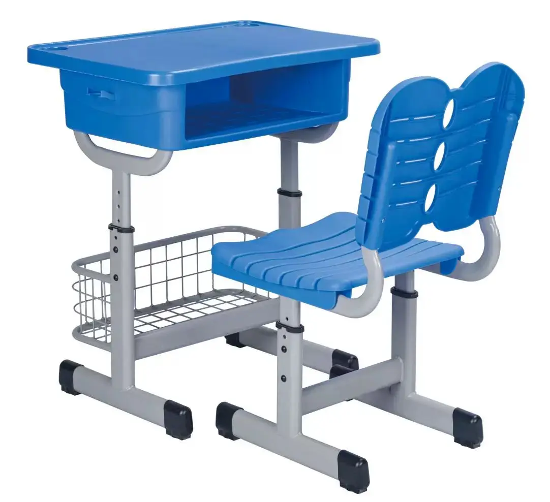 Adjustable Single School Furniture Essential Student Desk and Chair Set for Classrooms